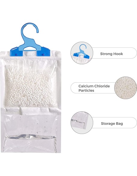 Set of 6 Hanging Interior Wardrobe Dehumidifier - 210g Each Bag - Idea